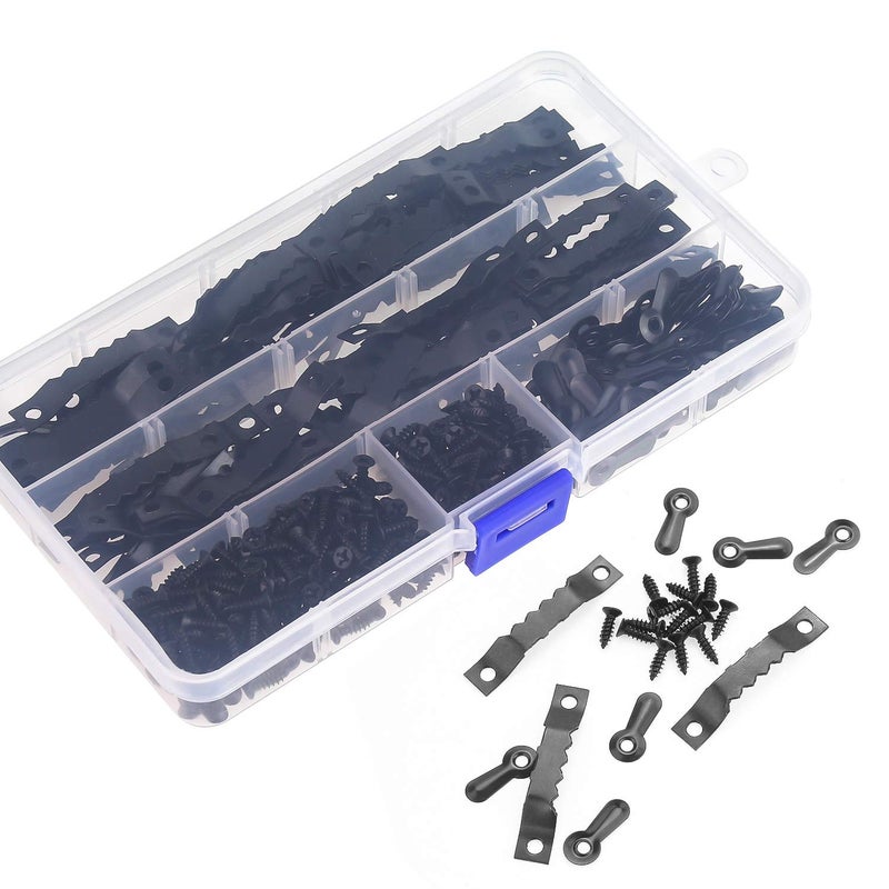 Powlankou 200 Piece Picture Hanger Kit, Including 100 Sawtooth Picture Frame Hangers and 100 Frame Turn Buttons with Screws - Image 2